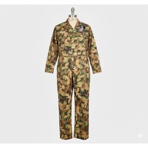 VTG 90s Gander Mountain Hunting Coveralls NOS Made in USA Tru-Leaf Camo XL